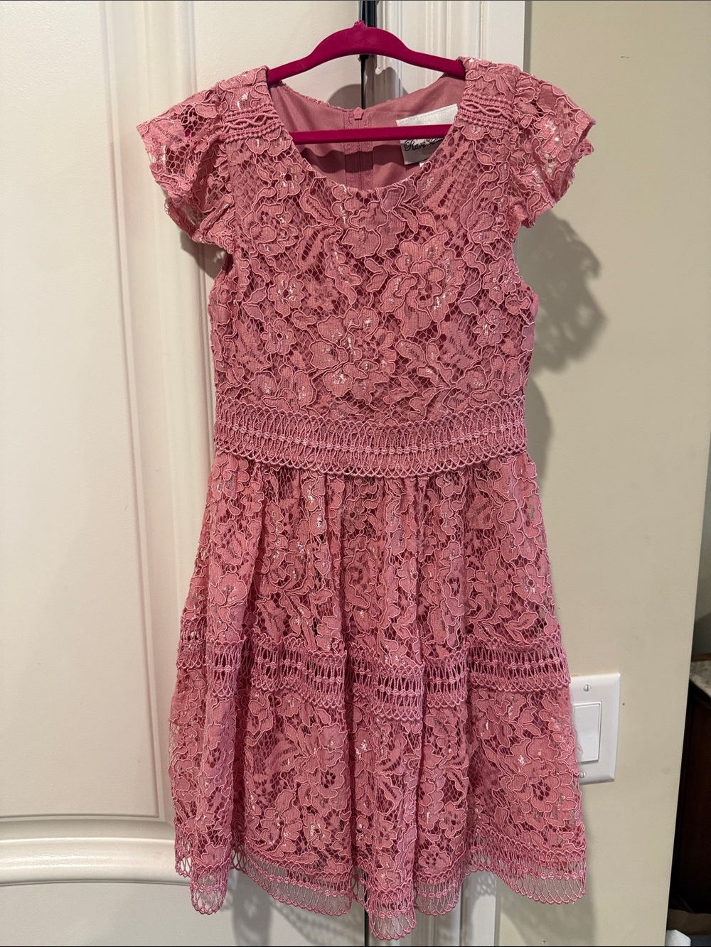Little Girls Pink Lace Dress Size 7